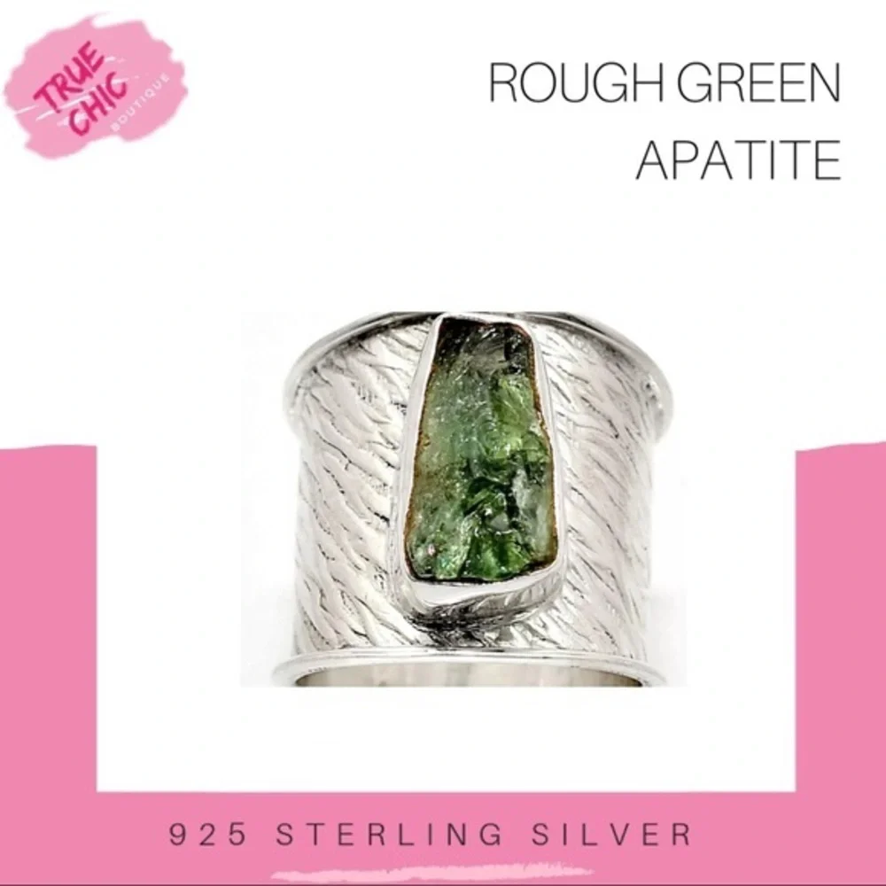 Rough Green Apatite Ring - Picture 1 of 2
